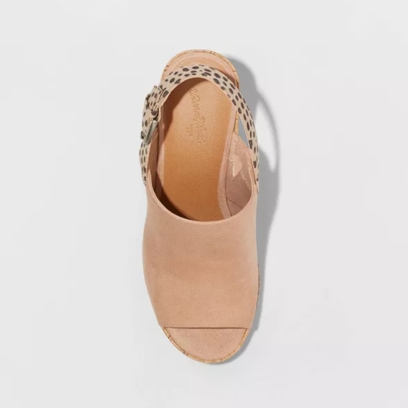 Blush Sasha Microsuede Peep Toe Wedge Pumps - Picture 3 of 7